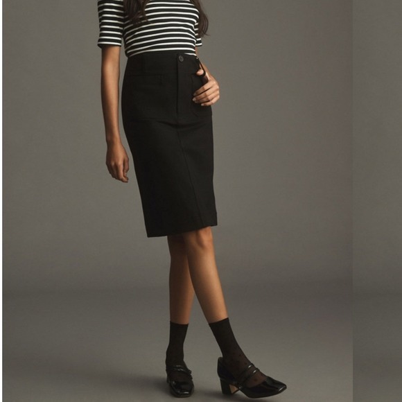 Maeve by Anthropologie Dresses & Skirts - Maeve Anthropologie Colette Ponte Skirt Black High Waisted Pencil Pocket Knee XS